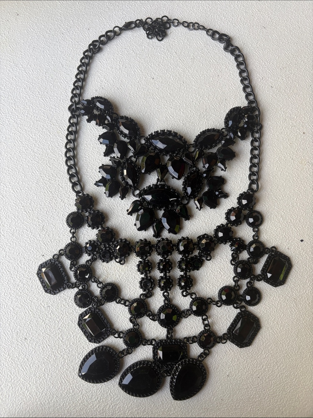 Black Multi-Layer Crystal Bib Necklace - Women Jewelry